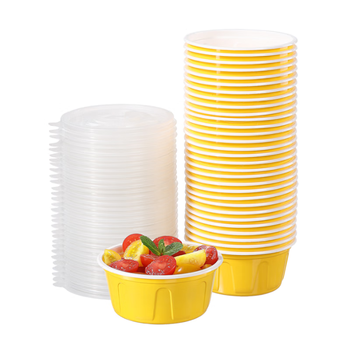 美丽雅一次性碗400ml*30套食品级圆形带盖饭盒餐盒打包外卖野餐可微波