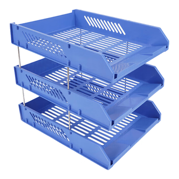 西玛（SIMAA）三层镂空收纳文件座 自由拆卸组装三层文件盘/文件框/文件架 牢固耐用 办公用品 蓝色6146