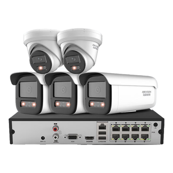 HIKVISION海康威视监控器摄像头5路套装400万2K高清星光夜视室外录音网线供电手机远程2T硬盘3T46解决方案