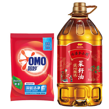 金龙鱼深层洁净洗衣粉500G+外婆乡小榨匠心臻选菜籽油5L