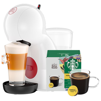 星巴克（Starbucks）多趣酷思1键式家用商用胶囊咖啡机套装 Piccolo小星星白含胶囊1盒