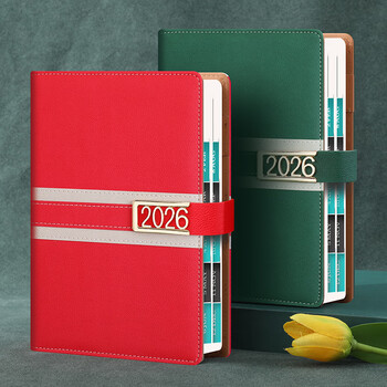 法拉蒙 2026年日程本365日一天一页时间管理每日计划表工作笔记本本子加厚手册便携手帐本可定制 A5/红色