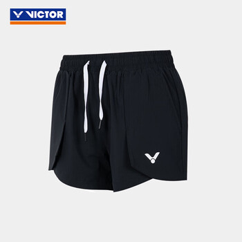VICTOR威克多羽毛球服女款梭织运动短裤比赛训练裤R-51210 黑色XO