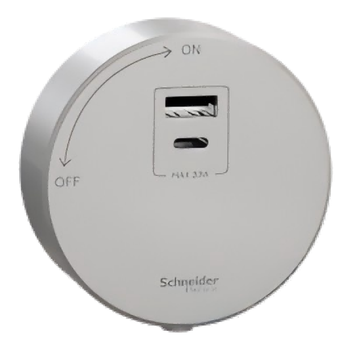 施耐德电气20W快充轨道插座插排1C+1A口20W快充适配器开关可搭配银/黑轨道银