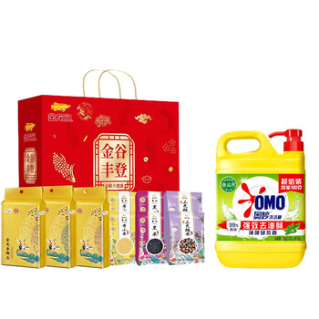 奥妙（OMO）黄桶洗洁精1.1kg 除菌去油污绿茶香+金龙鱼金谷丰登九珍杂粮2.1kg
