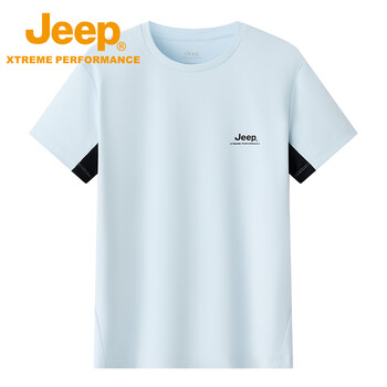 JEEP吉普女式短袖T恤衫J522084501冰蓝色尺码可选M-6XL下单备注尺码