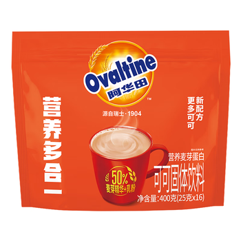阿华田（Ovaltine）可可粉袋装400g 多重营养早餐代餐 牛奶冲饮即食 蛋白型固体饮料