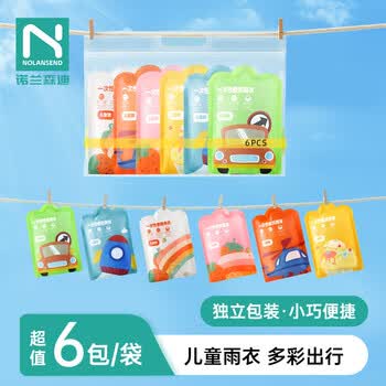 诺兰森迪一次性彩色雨衣儿童全身加厚卡片雨披小学生便携上学旅行户外书包