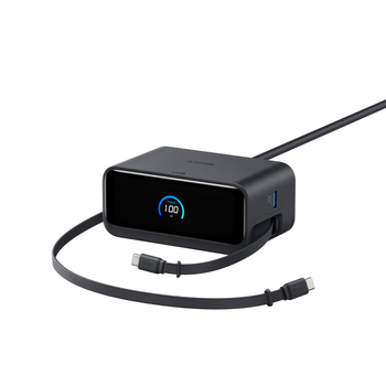 ANKER安克100W桌面充电站mix带伸缩数据线 氮化镓type-c插头充电器适用华为66W快充苹果17iphone16 黑