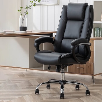 博泰电脑椅 家用办公椅 转椅工学皮椅子 时尚升降座椅职员椅 黑91886