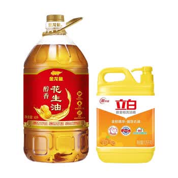 金龙鱼【超值组合】洗洁精1.29kg食品用除异味去油+金龙鱼醇香花生油4L