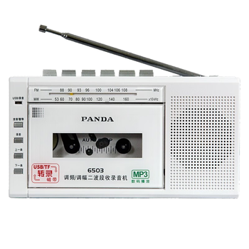 熊猫（PANDA）6503 录音机磁带便携式老人播放机U盘插卡小播放器卡带收录老年人收音家用英语学习 白色	