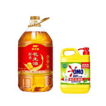 奥妙（OMO）黄桶洗洁精1.1kg 茶香型温和去油留香+金龙鱼醇香花生油4L