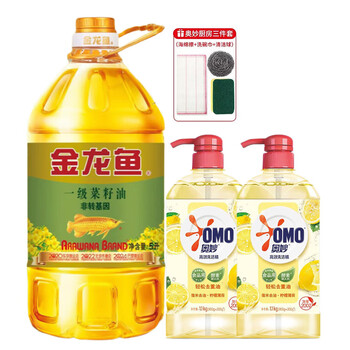 金龙鱼【洗洁精+食用油】柠檬去油洗洁精1.1KG*2+一级菜籽油5L(非转)