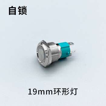 佰达特 10A大电流大功率金属带灯按钮开关自锁自复位点动键19mm环形灯 自锁（6个）
