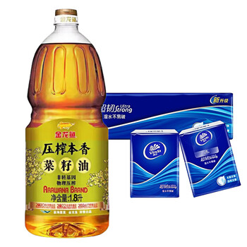 金龙鱼超韧纸手帕12包V0036+非转基因本香菜籽油1.8L