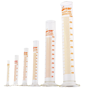 化科 实验室用 玻璃量筒实验加厚 大容量带刻度 直筒型化学生物实验量器 精密量筒 1000ml，2个/盒 