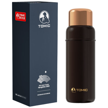 特美刻（TOMIC）保温杯焖茶杯陶瓷内胆钛茶隔保冷水杯节日礼物黑色 600ml