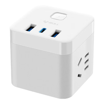 公牛（BULL）20W PD苹果快充魔方插座/插线板/插排/接线板 Type-c+USB+3插孔 无线 白色 GNV-UU2203W总控开关