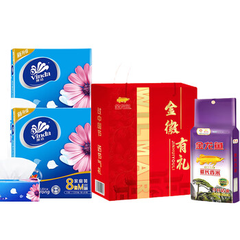 金龙鱼【端午好礼】抽纸120抽8包V2889*2提+徽长香大米2.7kg礼盒锁鲜装