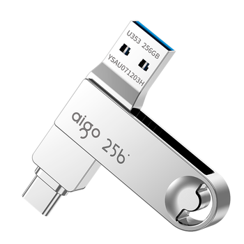 爱国者(aigo)256GB Type-C USB3.2 双接口U盘 150MB/s U353 办公学习大容量 手机电脑车载学生优盘