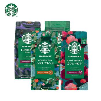星巴克精品烘焙咖啡豆 多口味组合4袋装 共870g 可做54杯