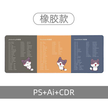 BUBM 快捷键橡胶鼠标垫桌垫 加厚大号学生办公电脑桌垫 快捷键大全 小猫三色设计快捷键 90*40*0.3cm