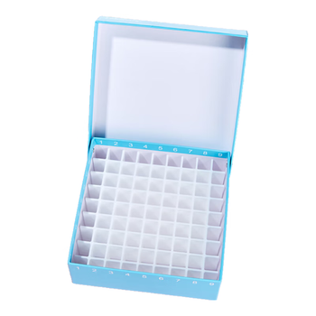 LABSHARK 纸质冻存管盒冷冻管盒样本冻存盒低温储存盒防水纸质试管盒 【蓝色】81孔连盖(塑料中片) 1个