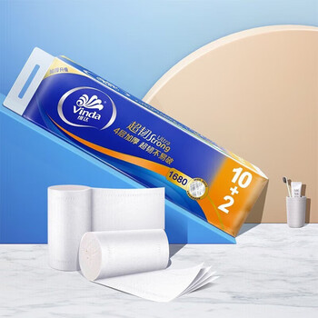 维达（Vinda）超韧不易破 加厚无芯卫生卷4层加厚140g*12卷/提 V4457