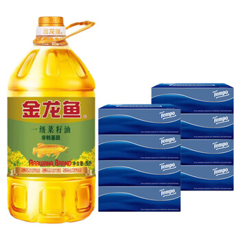 得宝【食用油+面巾纸】一级菜籽油5L(非转)+T2274抽纸90抽4盒*2提