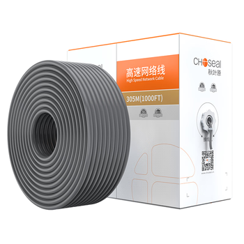 秋叶原(CHOSEAL)六类千兆网线 CAT6类非屏蔽纯铜线芯 工程家装安防监控布线装修原装箱线 灰色 305米 QS2636AT305