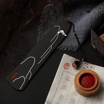 米兹MIEZ 教师节礼物送老师中国风紫光檀木质书签印章原创镶银特色礼品送外国友人生日礼物 山无孤松伴手礼