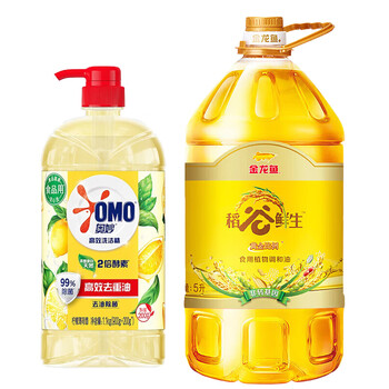 金龙鱼洗洁精柠檬香型1.1KG+金龙鱼黄金比例稻谷鲜生调和油5L