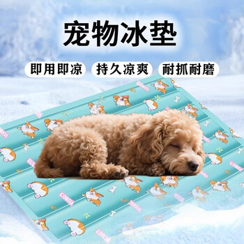 听见时光宠物冰垫冰窝猫咪冰凉垫耐磨耐抓夏季降温小狗垫子绿色柯基XL码