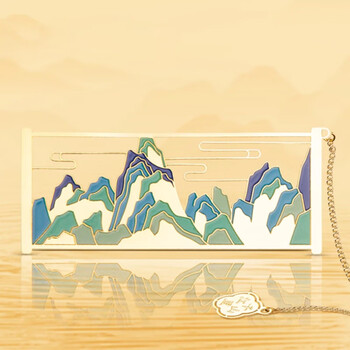 上朝故宫文创 宫廷祥瑞黄铜金属书签 高颜值中国风文具 生日礼物伴手礼 新年礼物 千里江山