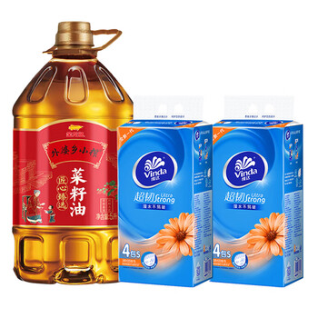 维达（Vinda）【食用油+抽纸】外婆乡小榨臻选菜籽油5L+V2223抽纸120抽4包*2提