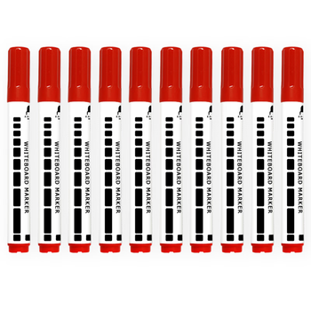 AUCS 白板笔水性可擦易擦 控笔训练幼儿园笔 办公会议教学培训办公儿童白板笔彩色 红色10支/盒