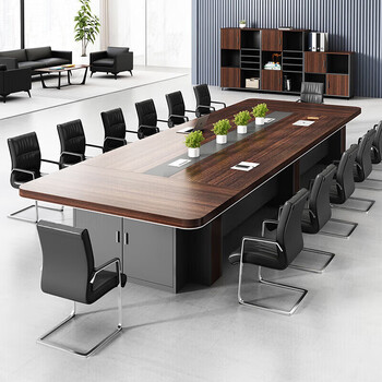 圣黎会议桌长桌培训桌椅组合办公桌洽谈桌 3.5*1.5米会议桌