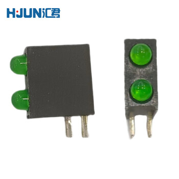汇君 3mm发光二极管灯座LED间隔柱方形灯座指示灯座90°弯脚 2孔 绿灯[左负右正]50个装