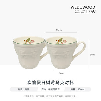 Wedgwood欢愉假日树莓马克杯对杯  立体浮雕陶瓷杯300ml