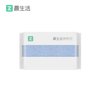 最生活方巾纯棉洗脸面巾 A类柔软家用小毛巾吸水透气擦脸口水巾 蓝色