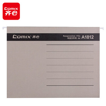 齐心(Comix)  25个易查找吊挂夹 倒挂夹 文件夹 A4 纸质资料夹 灰 A1812