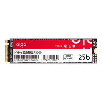 爱国者（aigo）256GB SSD固态硬盘 M.2接口NVMe协议 PCIe3.0高性能主控 台式机笔记本通用P3000 读速3000MB/s