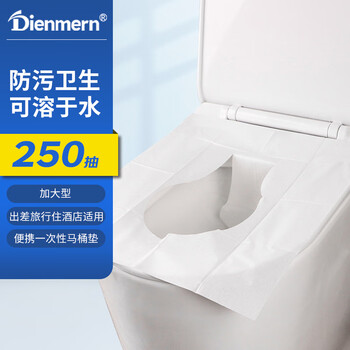 Dienmern一次性马桶垫250个装 马桶坐便套马桶纸垫纸可溶坐厕纸纸产妇旅行