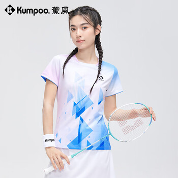 薰风（KUMPOO）羽毛球服短袖赛事系列速干透气训练比赛运动服KW-4206 女款粉色 L
