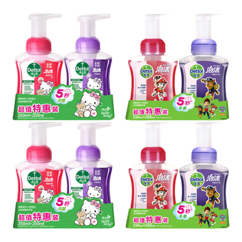 滴露【热销TOP】泡沫抑菌洗手液樱桃芬芳250ml+兰花香沁250ml×4瓶