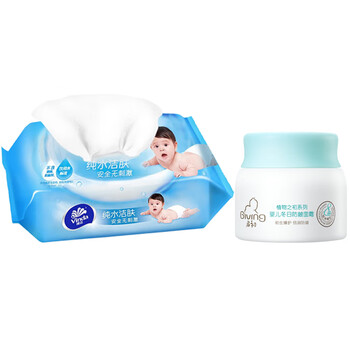 维达（Vinda）婴儿护肤湿巾80片装 VW2002 + 婴儿冬日防皴面霜40g 儿童节