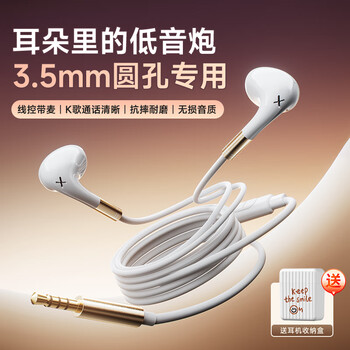Sibyl 耳机有线半入耳式降噪通话K歌女生手机皓月白丨三键线控丨送收纳盒