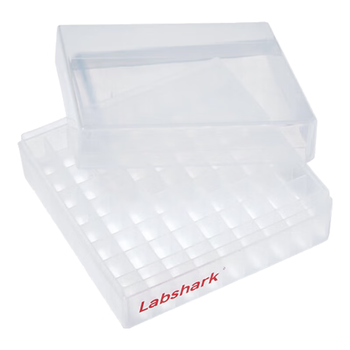 LABSHARK 冻存管盒塑料冷冻管盒PCPP防水纸质低温样品管盒细胞冻存盒翻盖连盖 【PP材质】81孔透明