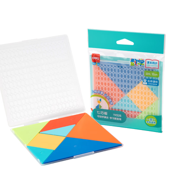 得力（deli）12cm儿童塑料七巧板空间几何桌面棋游早教男女孩玩具认知思维教材同步开学生日新年礼物男女孩